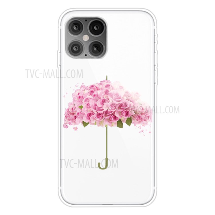 Printing Skin Flexible TPU Protective Cover for iPhone 12 Pro Max 6.7 inch - Flower Umbrella-1