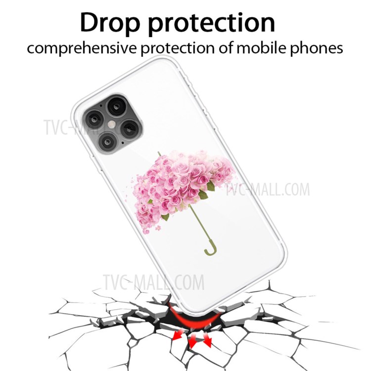 Printing Skin Flexible TPU Protective Cover for iPhone 12 Pro Max 6.7 inch - Flower Umbrella-2