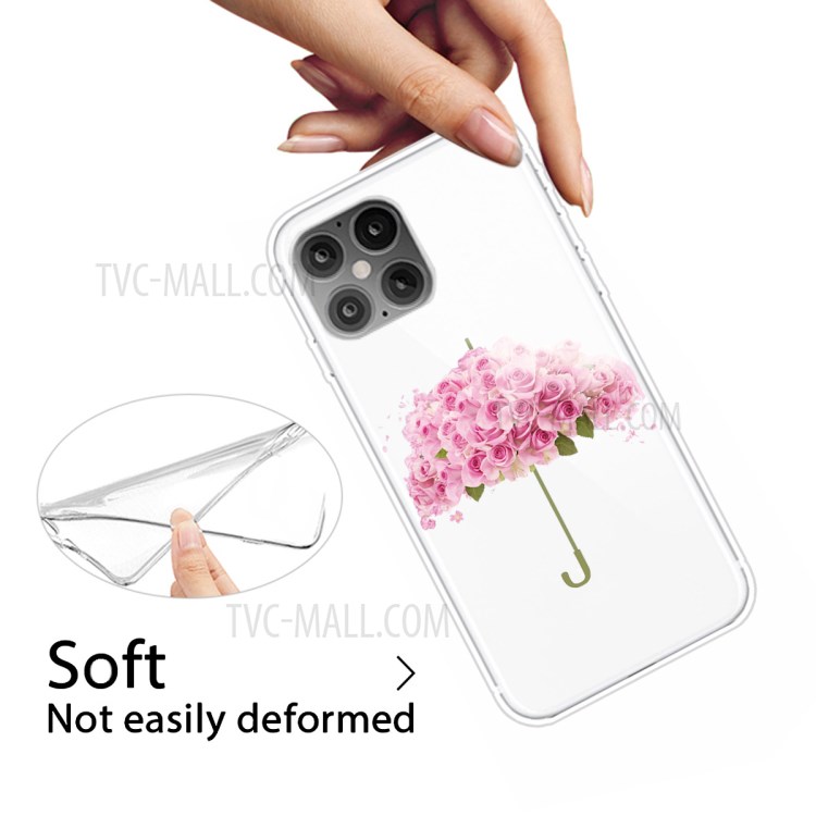 Printing Skin Flexible TPU Protective Cover for iPhone 12 Pro Max 6.7 inch - Flower Umbrella-3