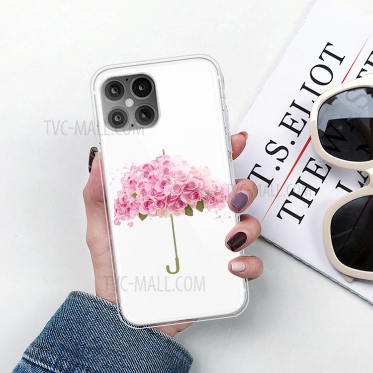 Printing Skin Flexible TPU Protective Cover for iPhone 12 Pro Max 6.7 inch - Flower Umbrella-4