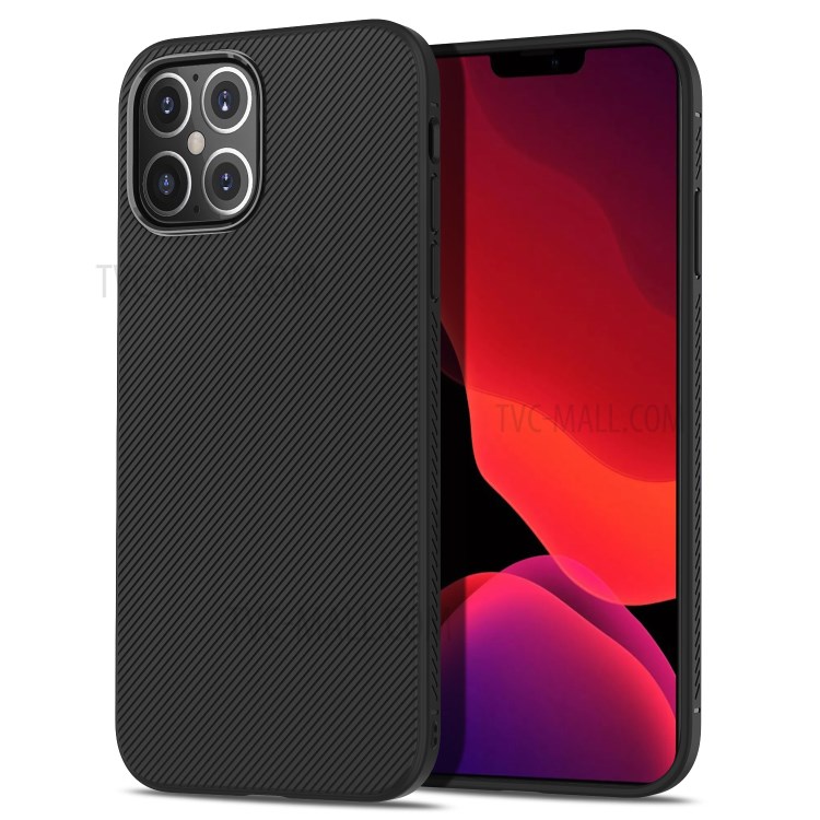 Sarga Caso De Vuelta LENUO Textura TPU Para El IPhone 12 5,4 Pulgadas - Negro-1