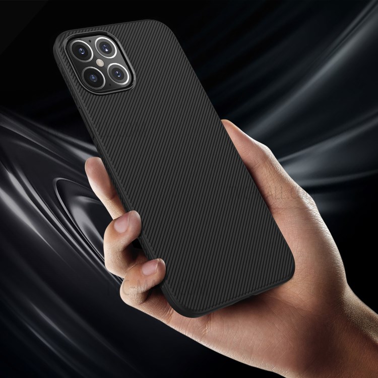 Sarga Caso De Vuelta LENUO Textura TPU Para El IPhone 12 5,4 Pulgadas - Negro-3