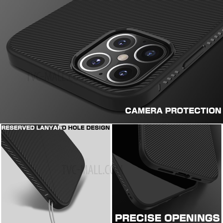 Sarga Caso De Vuelta LENUO Textura TPU Para El IPhone 12 5,4 Pulgadas - Negro-7