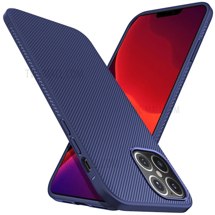 LENUO Саржевого Текстуры ТПУ Задняя Крышка Для Iphone 12 5,4 Дюйма - Синий-2