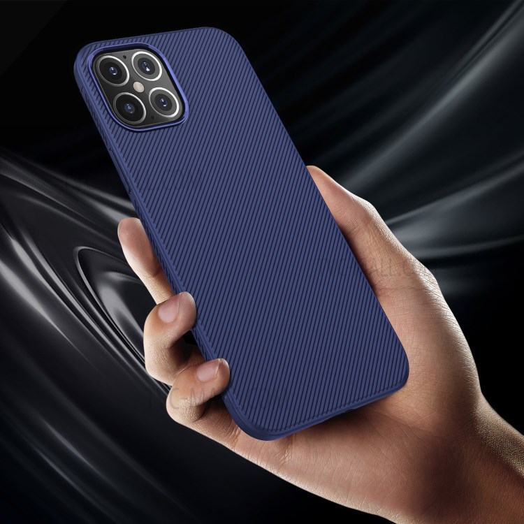 LENUO Саржевого Текстуры ТПУ Задняя Крышка Для Iphone 12 5,4 Дюйма - Синий-3