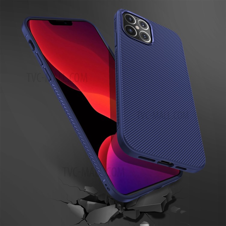 LENUO Саржевого Текстуры ТПУ Задняя Крышка Для Iphone 12 5,4 Дюйма - Синий-4