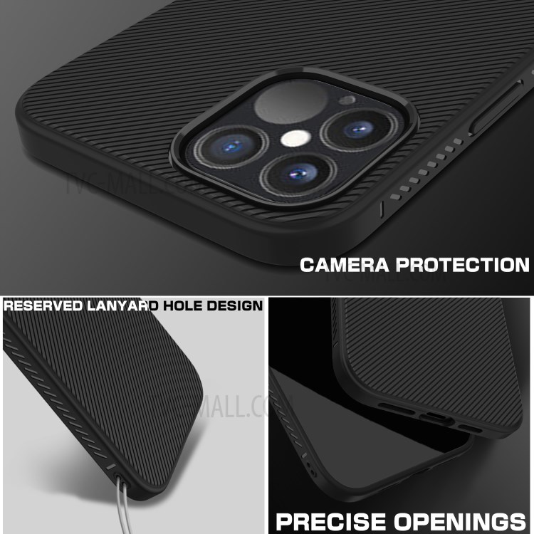 LENUO Twill Texture Case TPU Cover for iPhone 12 Max/12 Pro 6.1 inch - Black-7