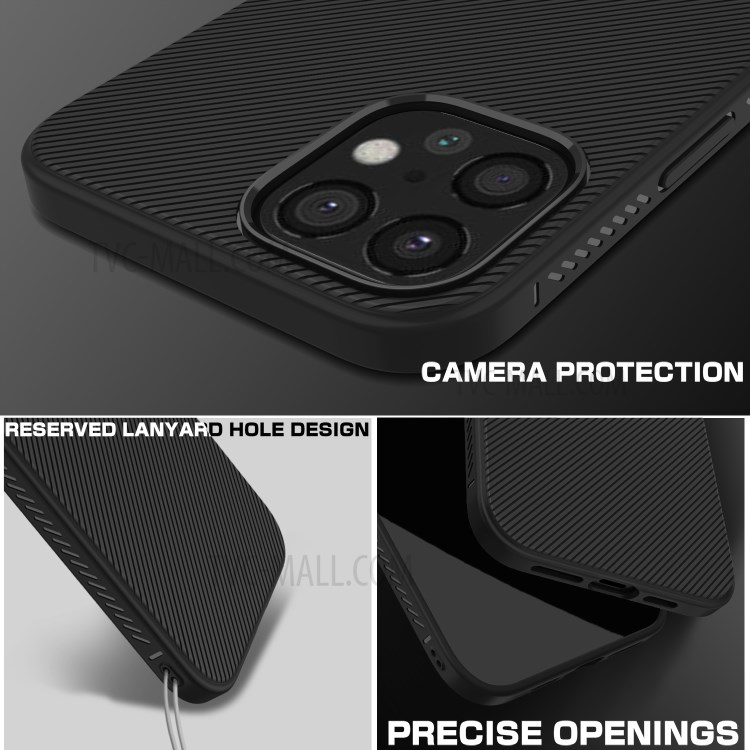 LENUO Twill Texture TPU Shell for iPhone 12 Pro Max 6.7 inch - Black-7