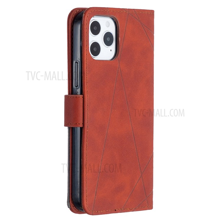BF05 Geometric Texture Wallet Stand Leather Case for iPhone 12 Pro/12 - Orange-3