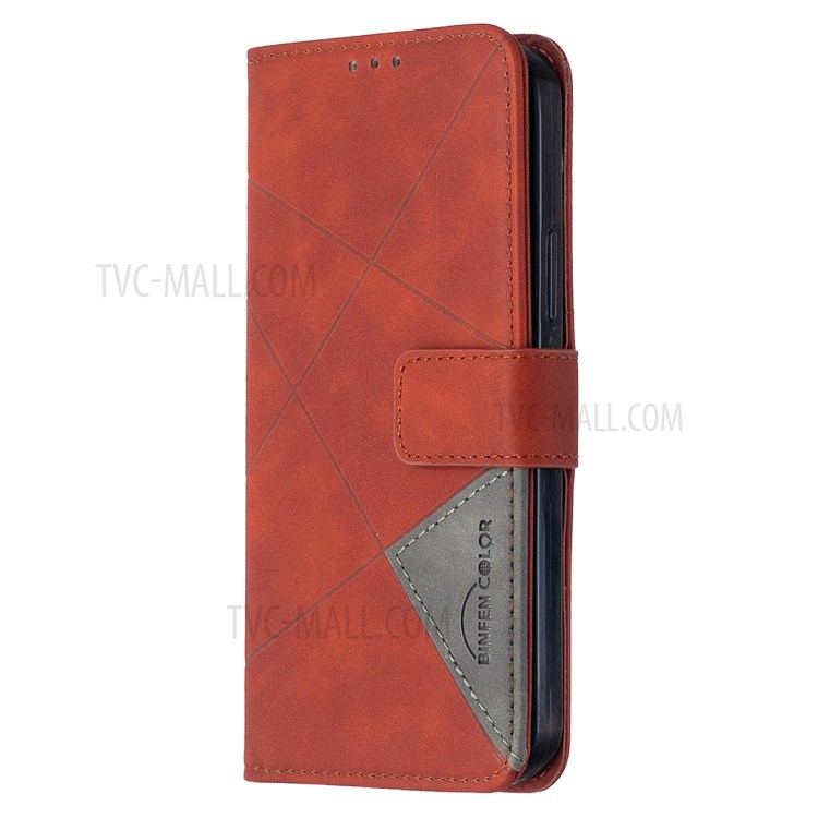 BF05 Geometric Texture Wallet Stand Leather Case for iPhone 12 Pro/12 - Orange-7