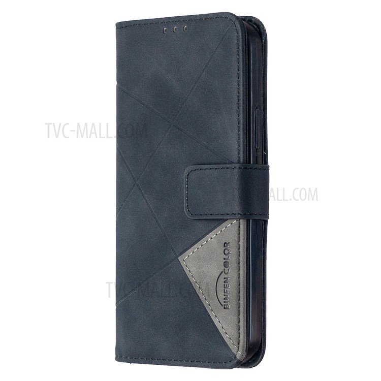 BF05 Geometric Texture Wallet Stand Leather Case for iPhone 12 Pro/12 - Black-3