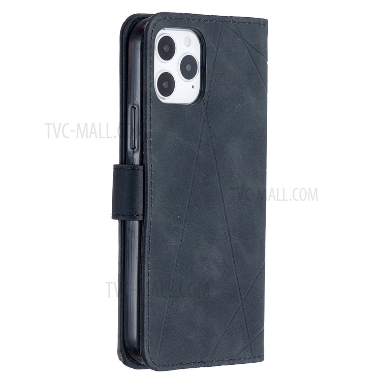 BF05 Geometric Texture Wallet Stand Leather Case for iPhone 12 Pro/12 - Black-4