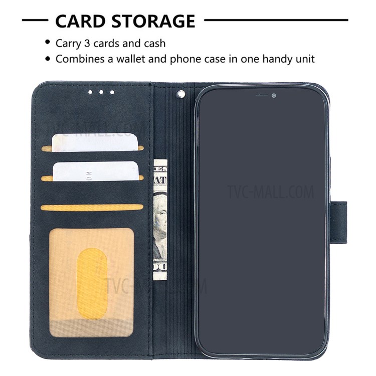 BF05 Geometric Texture Wallet Stand Leather Case for iPhone 12 Pro/12 - Black-7