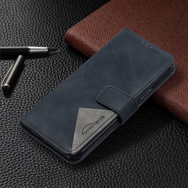 BF05 Geometric Texture Wallet Stand Leather Case for iPhone 12 Pro/12 - Black-8