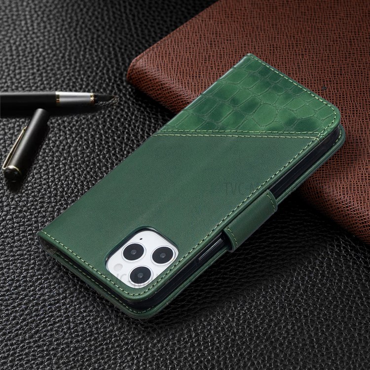 BF04 Splicing Crocodile Texture Wallet Stand Leather Case for iPhone 12 Pro/12 Max 6.1 inch - Green-3