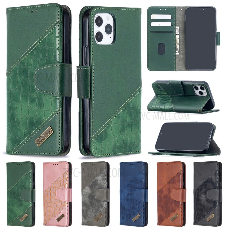 BF04 Splicing Crocodile Texture Wallet Stand Leather Case for iPhone 12 Pro/12 Max 6.1 inch - Green-9