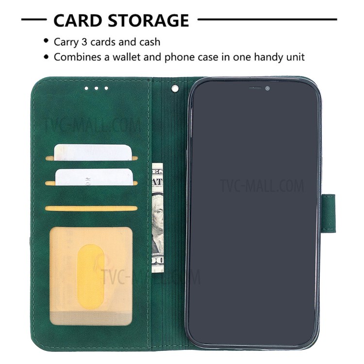 BF05 Geometric Texture Wallet Stand Leather Case for iPhone 12 Pro Max 6.7 inch - Green-3