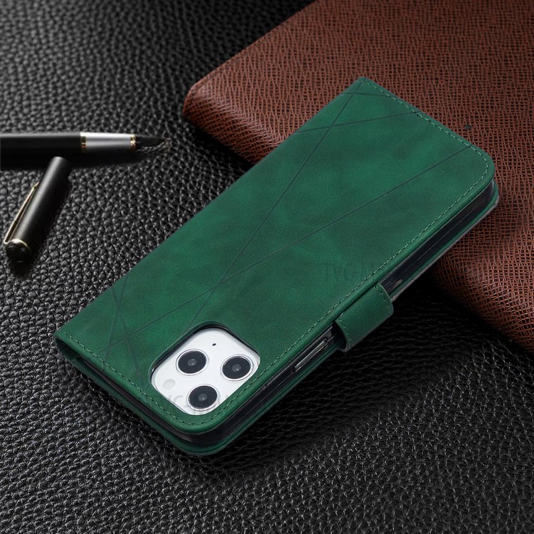 BF05 Geometric Texture Wallet Stand Leather Case for iPhone 12 Pro Max 6.7 inch - Green-5