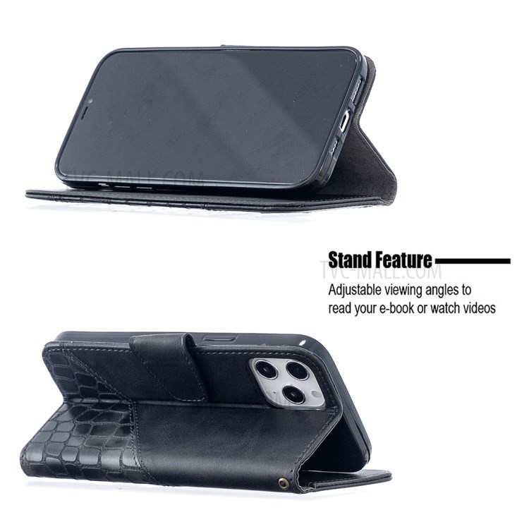 BF04 Splicing Crocodile Texture Wallet Stand Leather Case for iPhone 12 Pro Max 6.7 inch - Black-2