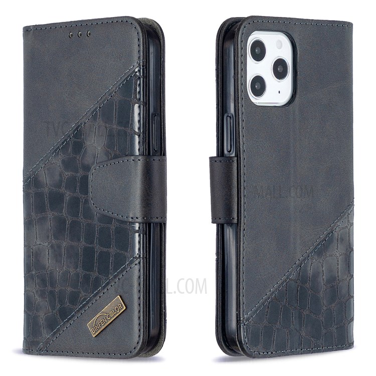 BF04 Splicing Crocodile Texture Wallet Stand Leather Case for iPhone 12 Pro Max 6.7 inch - Black-8