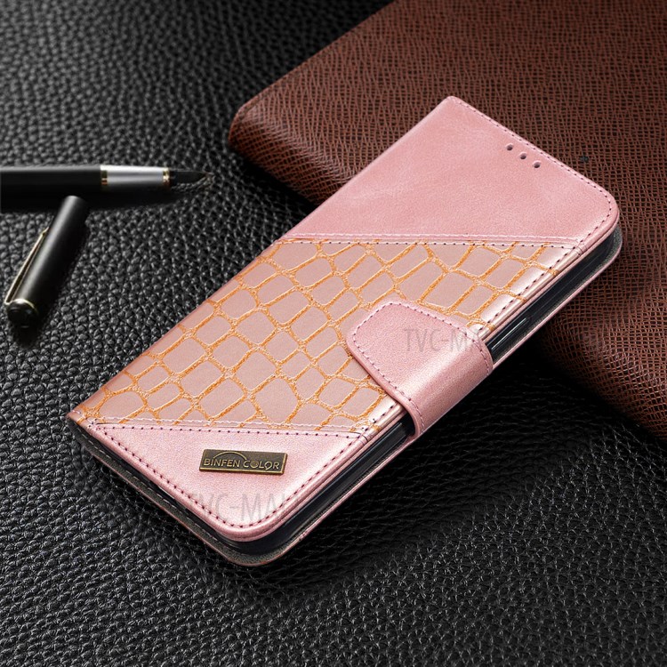BF04 Splicing Crocodile Texture Wallet Stand Leather Case for iPhone 12 Pro Max 6.7 inch - Rose Gold-4