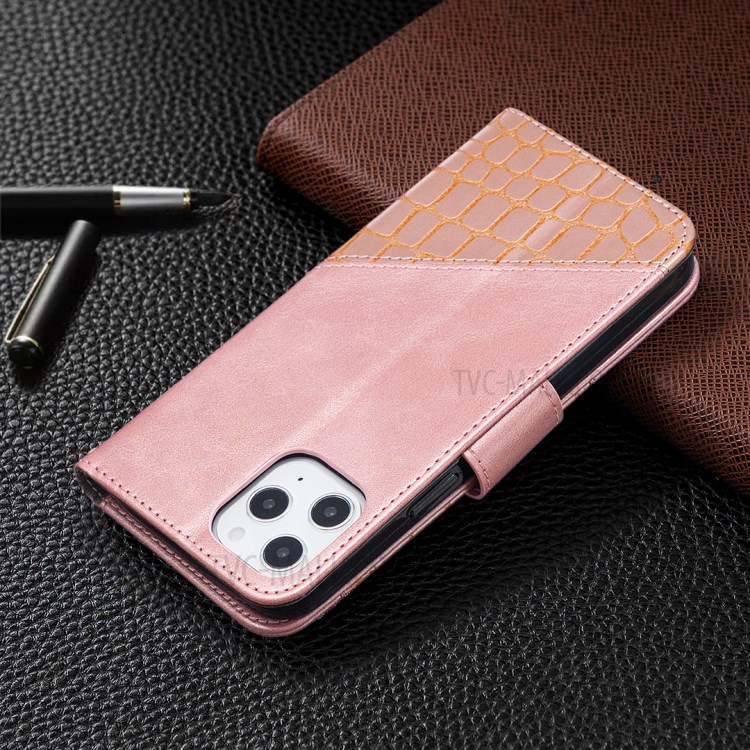 BF04 Splicing Crocodile Texture Wallet Stand Leather Case for iPhone 12 Pro Max 6.7 inch - Rose Gold-5