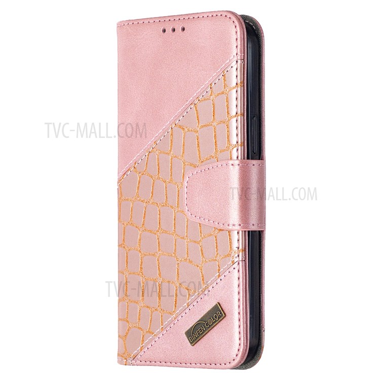 BF04 Splicing Crocodile Texture Wallet Stand Leather Case for iPhone 12 Pro Max 6.7 inch - Rose Gold-6