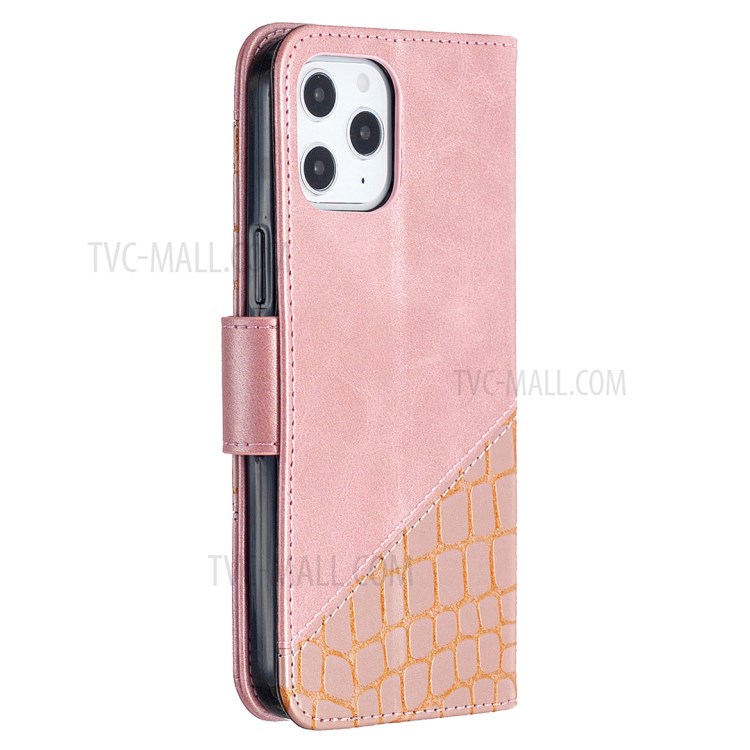 BF04 Splicing Crocodile Texture Wallet Stand Leather Case for iPhone 12 Pro Max 6.7 inch - Rose Gold-7