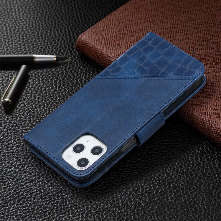 BF04 Splicing Crocodile Texture Wallet Stand Leather Case for iPhone 12 Pro Max 6.7 inch - Blue-2