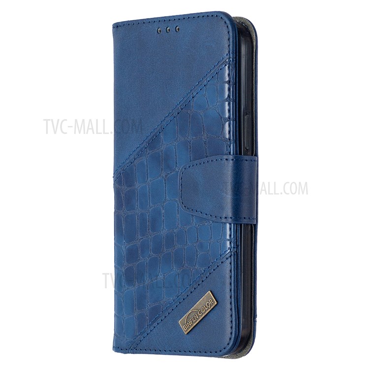 BF04 Splicing Crocodile Texture Wallet Stand Leather Case for iPhone 12 Pro Max 6.7 inch - Blue-3