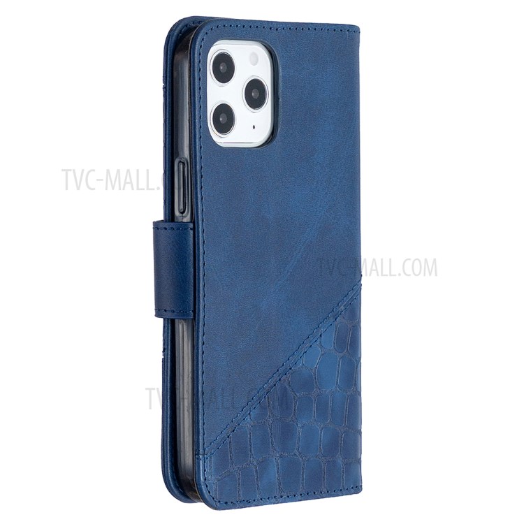 BF04 Splicing Crocodile Texture Wallet Stand Leather Case for iPhone 12 Pro Max 6.7 inch - Blue-4