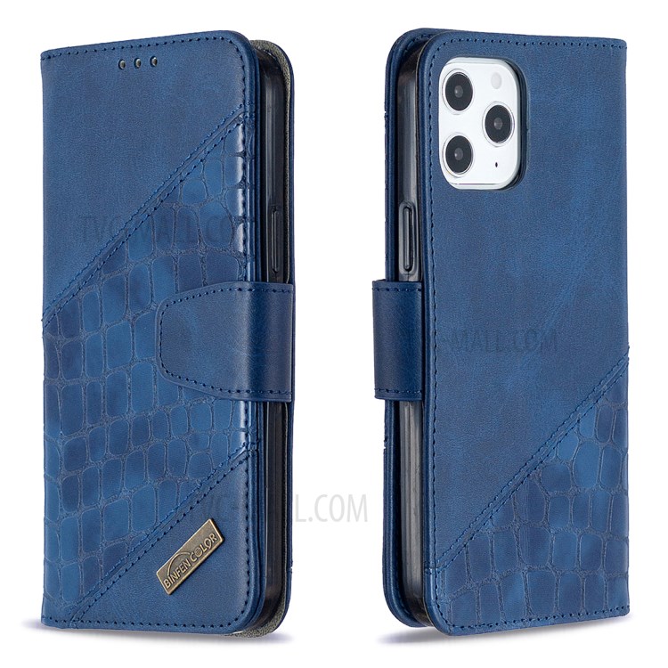 BF04 Splicing Crocodile Texture Wallet Stand Leather Case for iPhone 12 Pro Max 6.7 inch - Blue-5