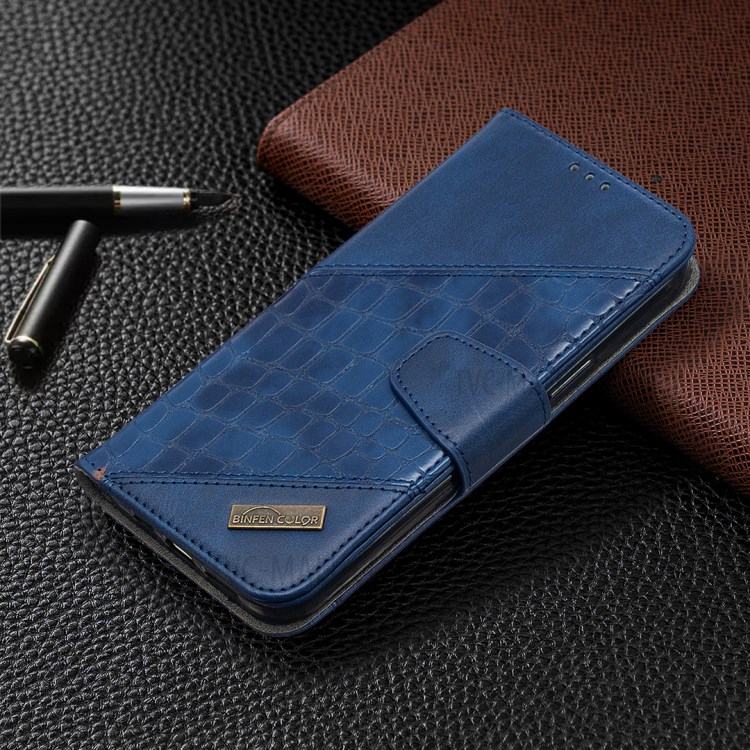 BF04 Splicing Crocodile Texture Wallet Stand Leather Case for iPhone 12 Pro Max 6.7 inch - Blue-8
