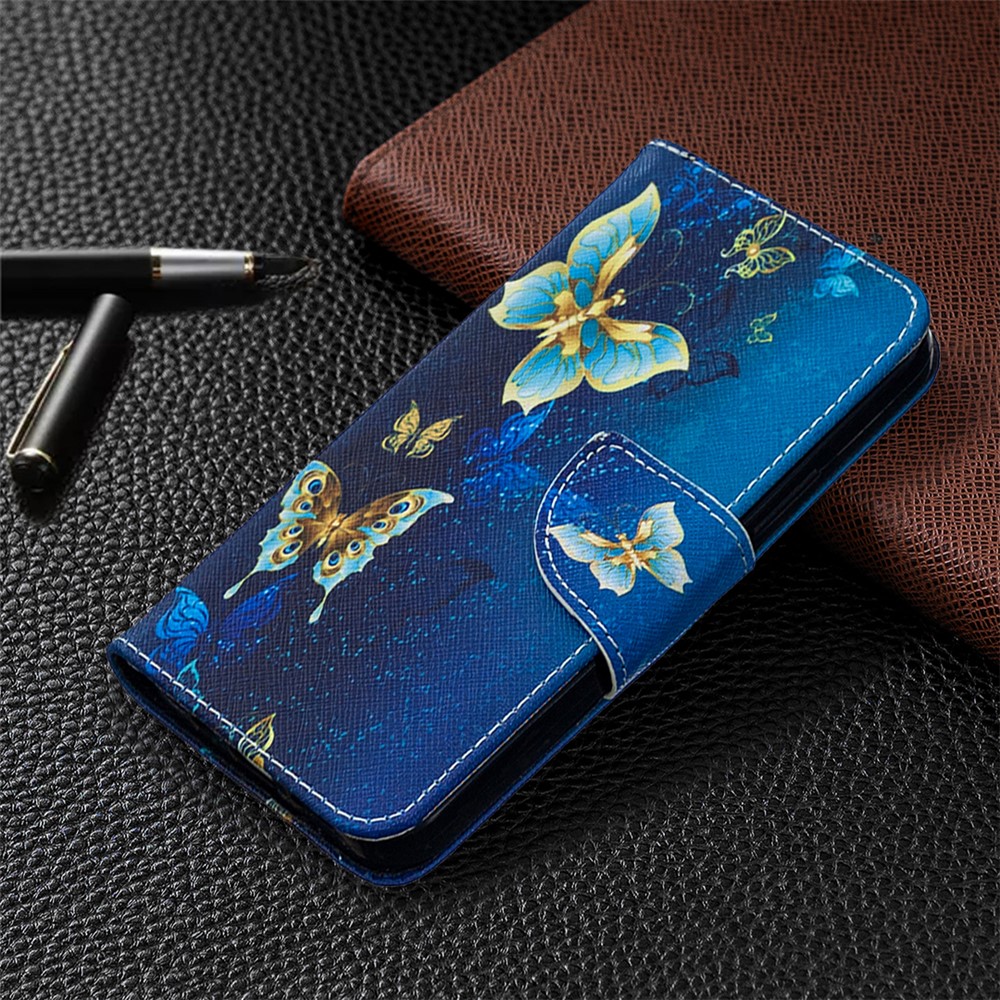 Pattern Printing Wallet Leather Protective Case for iPhone 12 Pro/12 - Blue Butterfly-4