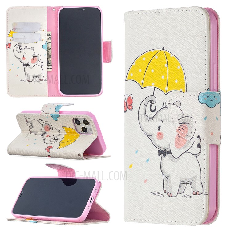 Pattern Printing Wallet Leather Protective Case for iPhone 12 Pro/12 - Little Butterfly-1