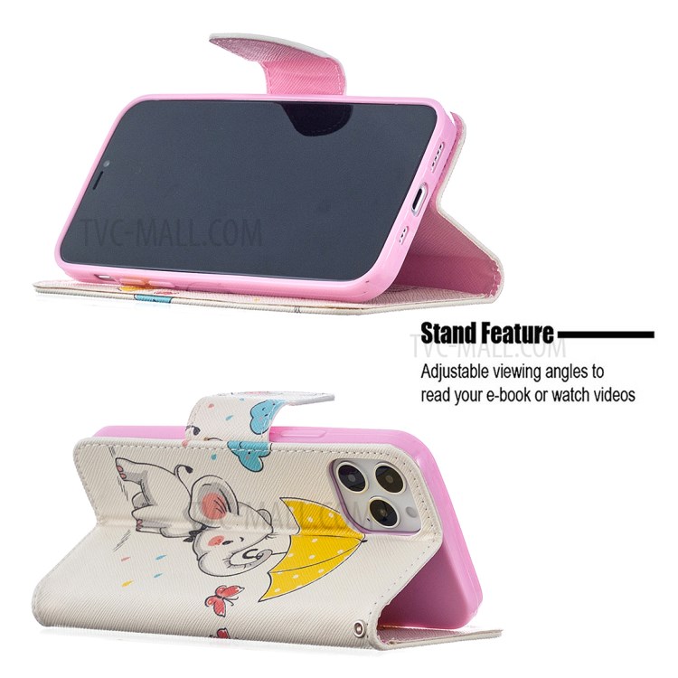 Pattern Printing Wallet Leather Protective Case for iPhone 12 Pro/12 - Little Butterfly-8