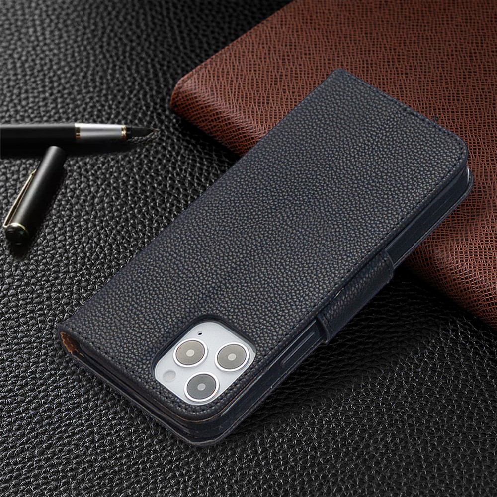 Litchi Surface with Wallet Leather Stand Case for iPhone 12 Pro / iPhone 12 Max 6.1-inch - Black-5