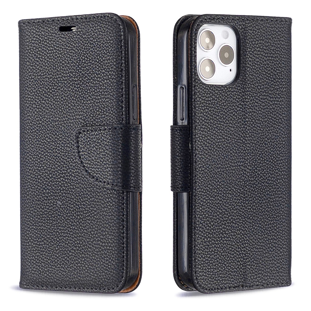 Litchi Surface with Wallet Leather Stand Case for iPhone 12 Pro / iPhone 12 Max 6.1-inch - Black-8