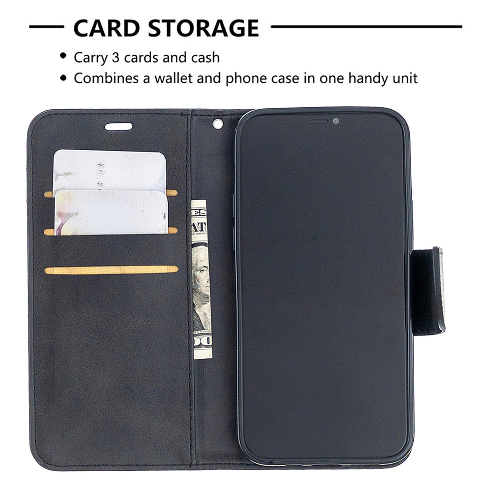 PU Leather Wallet Stand Phone Case for iPhone 12 Pro / iPhone 12 Max 6.1-inch - Black-6