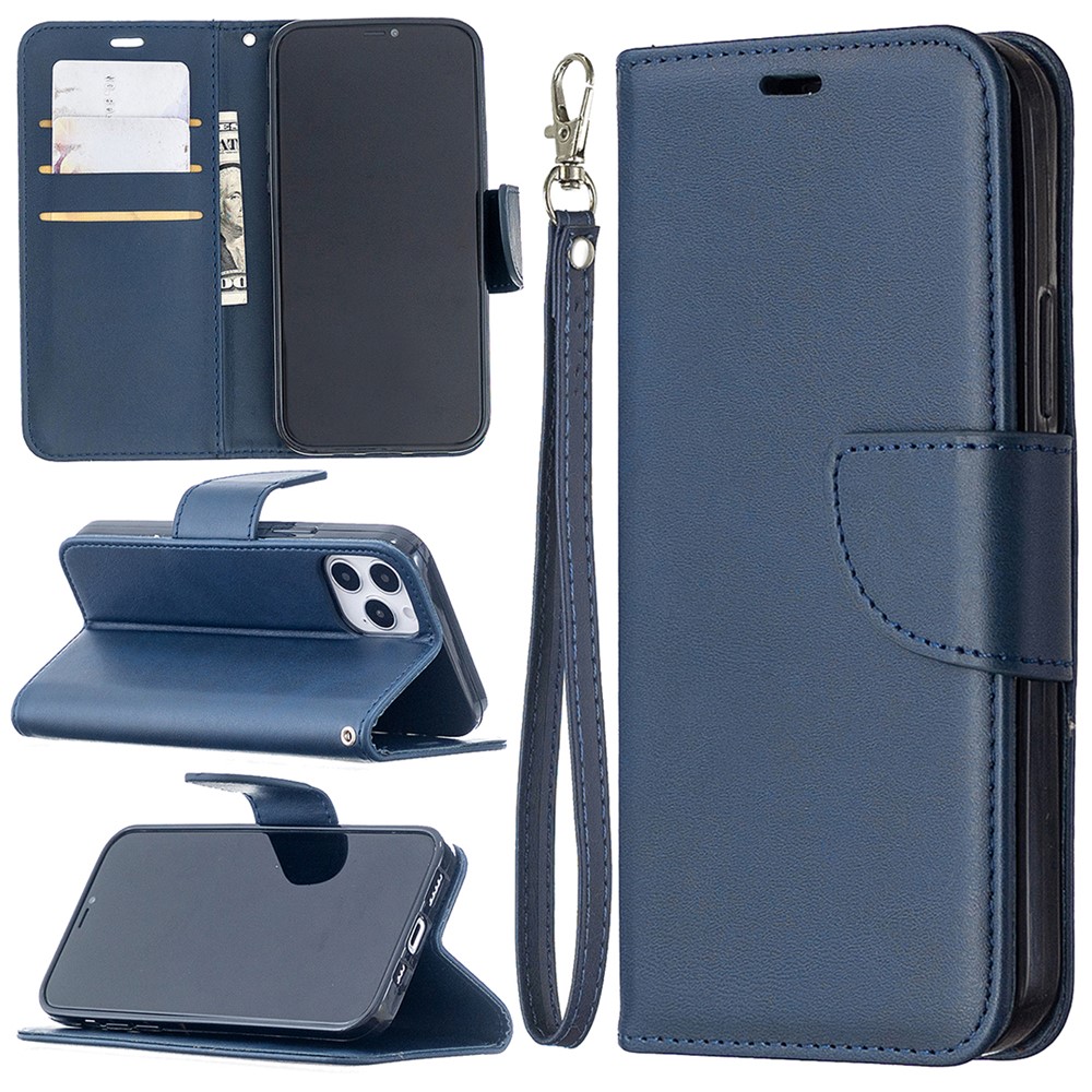 PU Leder Brieftaschenstand Telefonhülle Für Iphone 12 Pro/12 - Blau