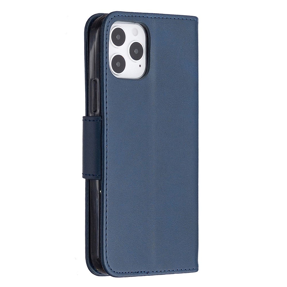 PU Leather Wallet Stand Phone Case for iPhone 12 Pro/12 - Blue-3
