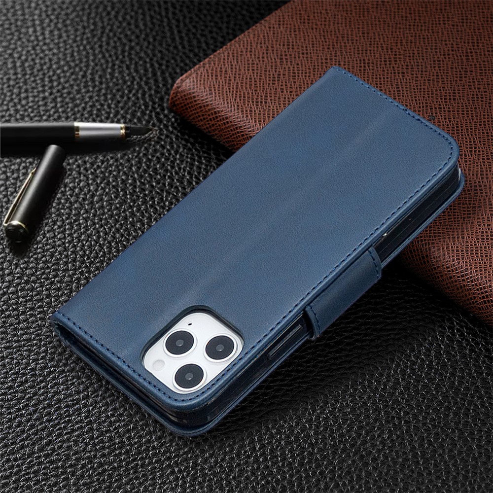PU Leather Wallet Stand Phone Case for iPhone 12 Pro/12 - Blue-8