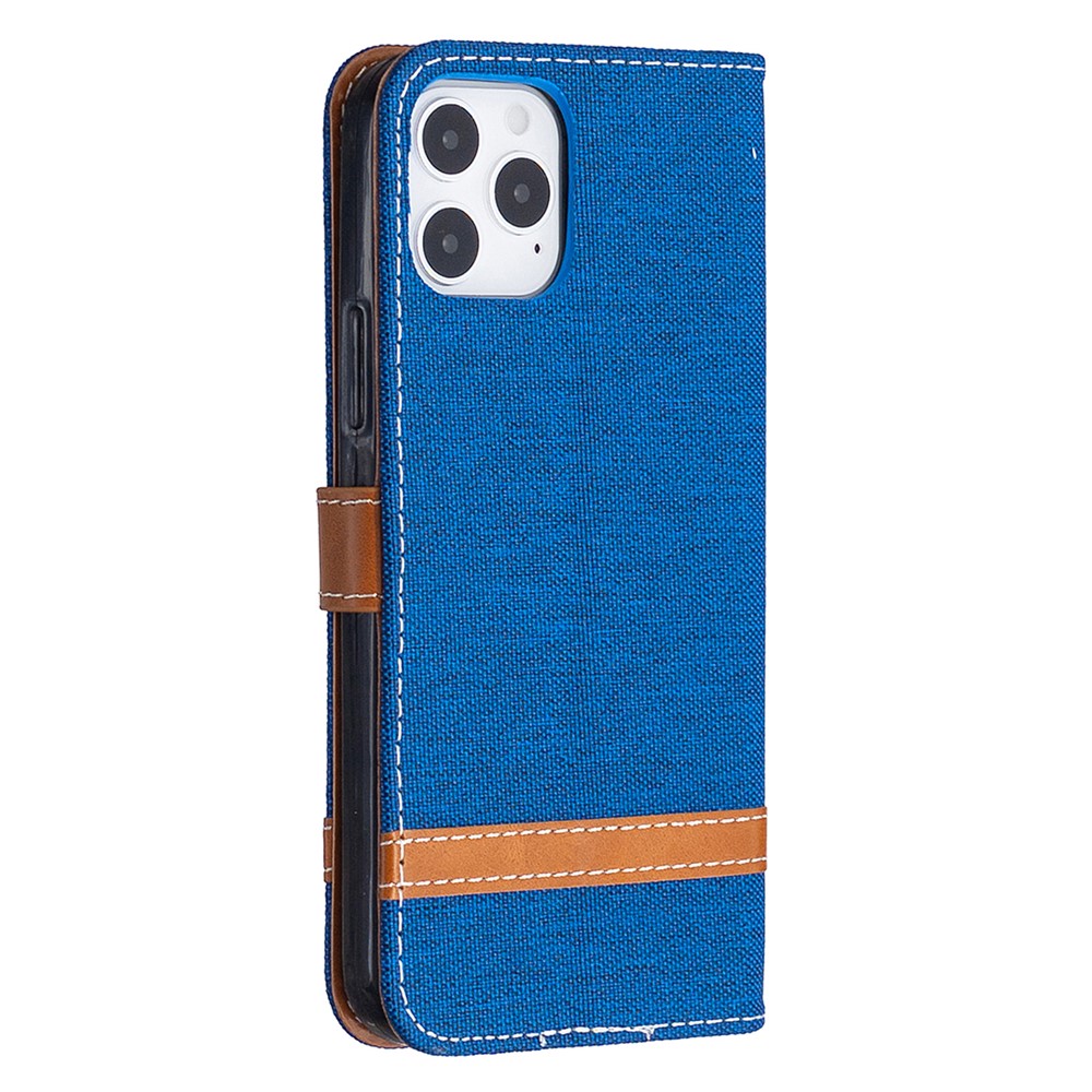 Color Splicing Jeans Cloth Texture Leather Shell for iPhone 12 Pro/12 - Baby Blue-7