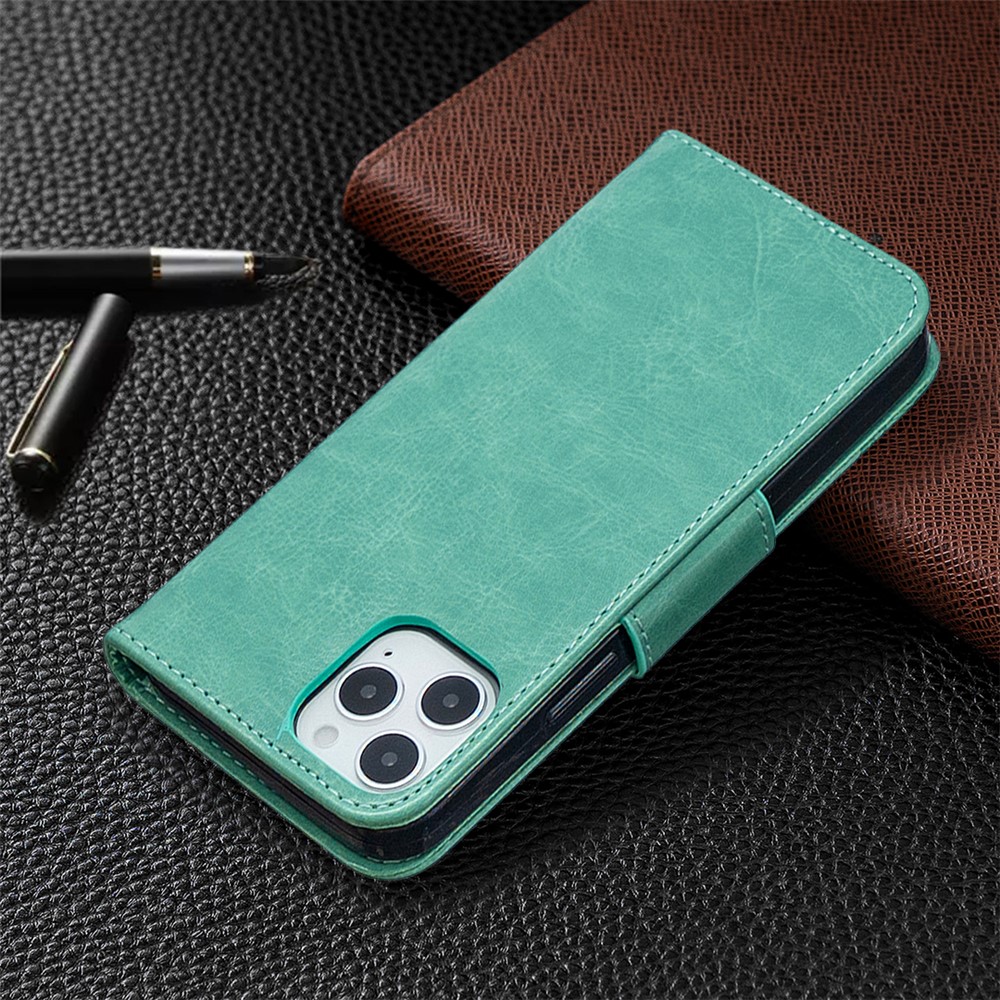 Imprint Butterfly with Wallet Leather Stand Case for iPhone 12 Pro/12 - Green-8