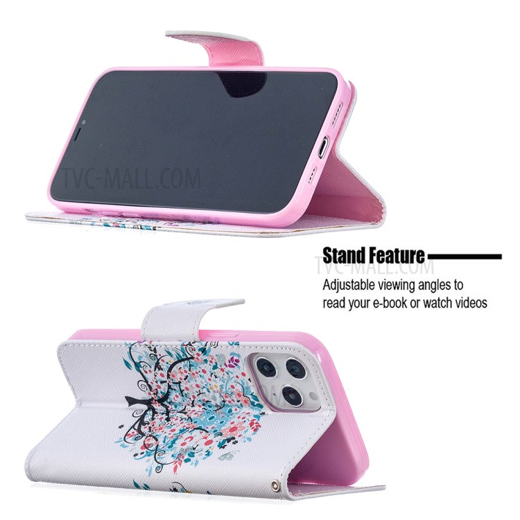 Hot Style Pattern Printing Leather Wallet Case for iPhone 12 Pro Max 6.7 inch - Flowered Tree-2