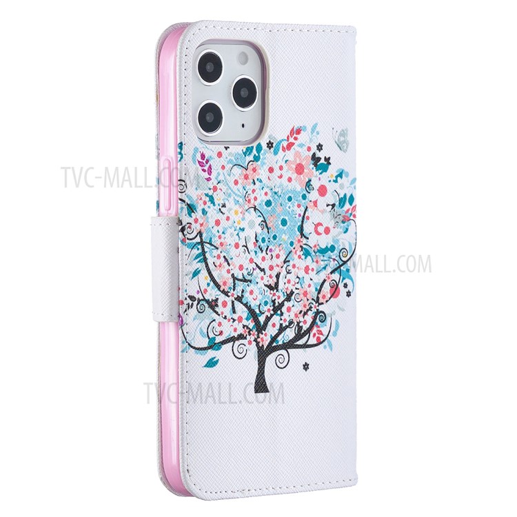 Hot Style Pattern Printing Leather Wallet Case for iPhone 12 Pro Max 6.7 inch - Flowered Tree-6