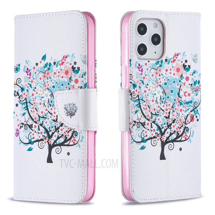 Hot Style Pattern Printing Leather Wallet Case for iPhone 12 Pro Max 6.7 inch - Flowered Tree-7