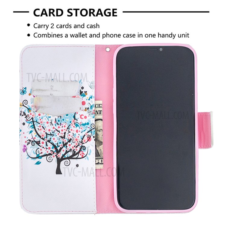 Hot Style Pattern Printing Leather Wallet Case for iPhone 12 Pro Max 6.7 inch - Flowered Tree-8