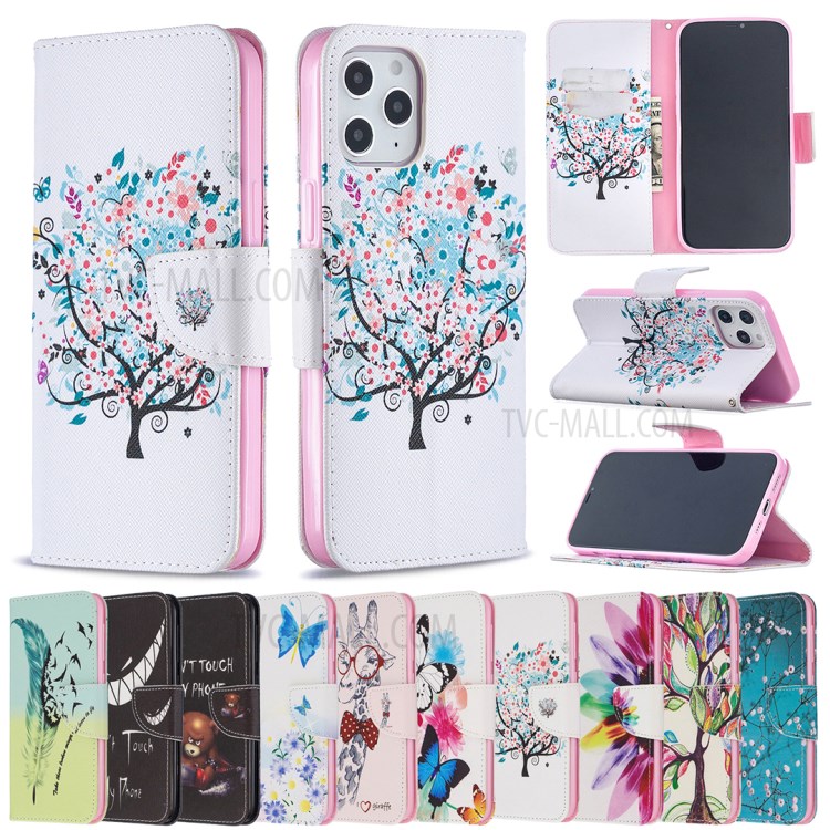 Hot Style Pattern Printing Leather Wallet Case for iPhone 12 Pro Max 6.7 inch - Flowered Tree-9