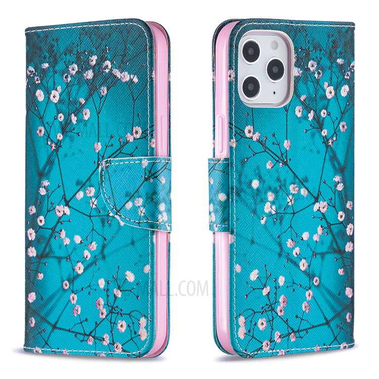 Hot Style Pattern Printing Leather Wallet Case for iPhone 12 Pro Max 6.7 inch - Tree with Flowers-4